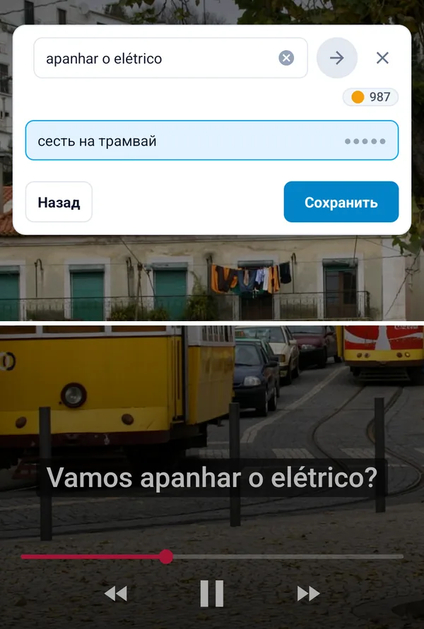 Перевод фразы из субтитров во всплывающем окне поверх видео