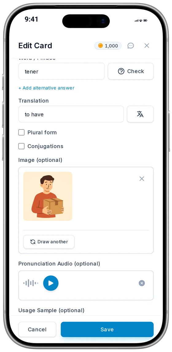 A card built by AI, on an iPhone